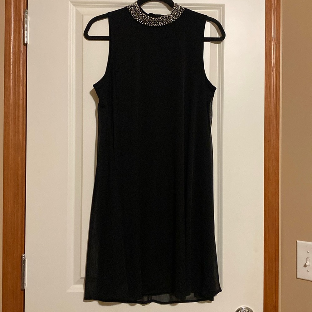 Nik and Nash sleeveless black dress with embellished neckline
